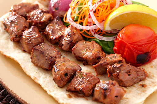 LAMB TIKKA KABAB OVER RICE NYC Street Grill